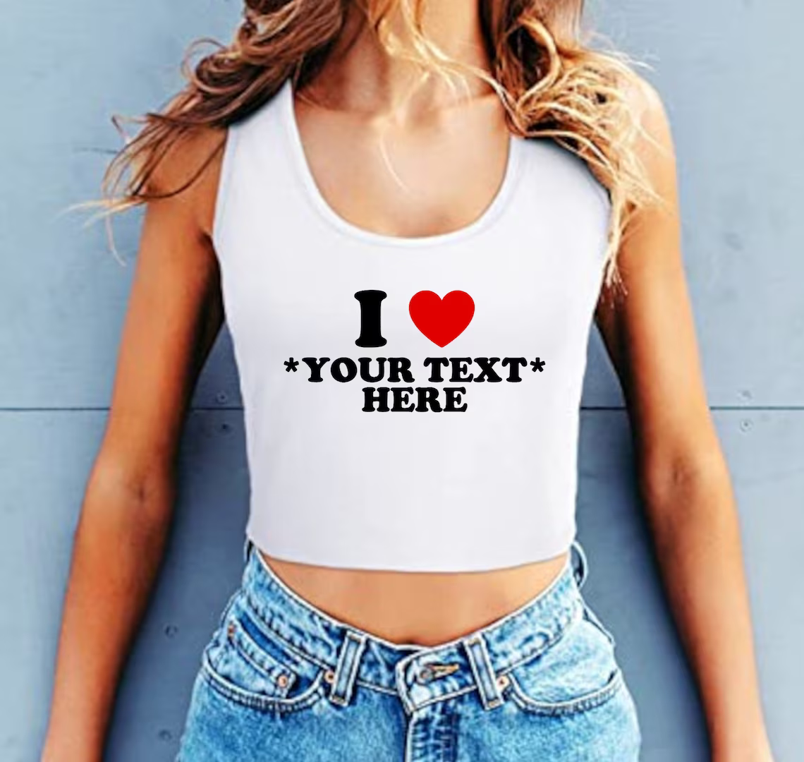 Create Your Own Customized "I Heart" Cropped Racerback Tank Top