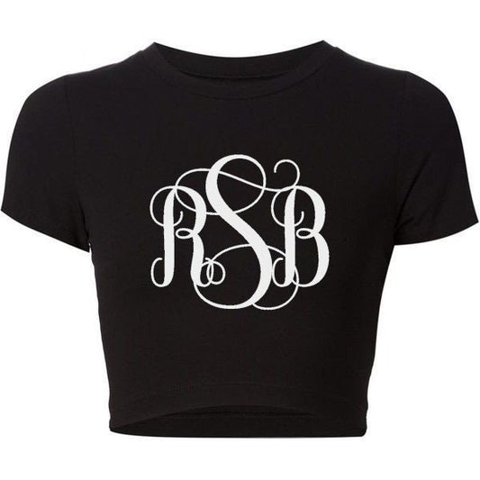 Custom Monogram With Your Initials Fitted Short Sleeve Crop Top