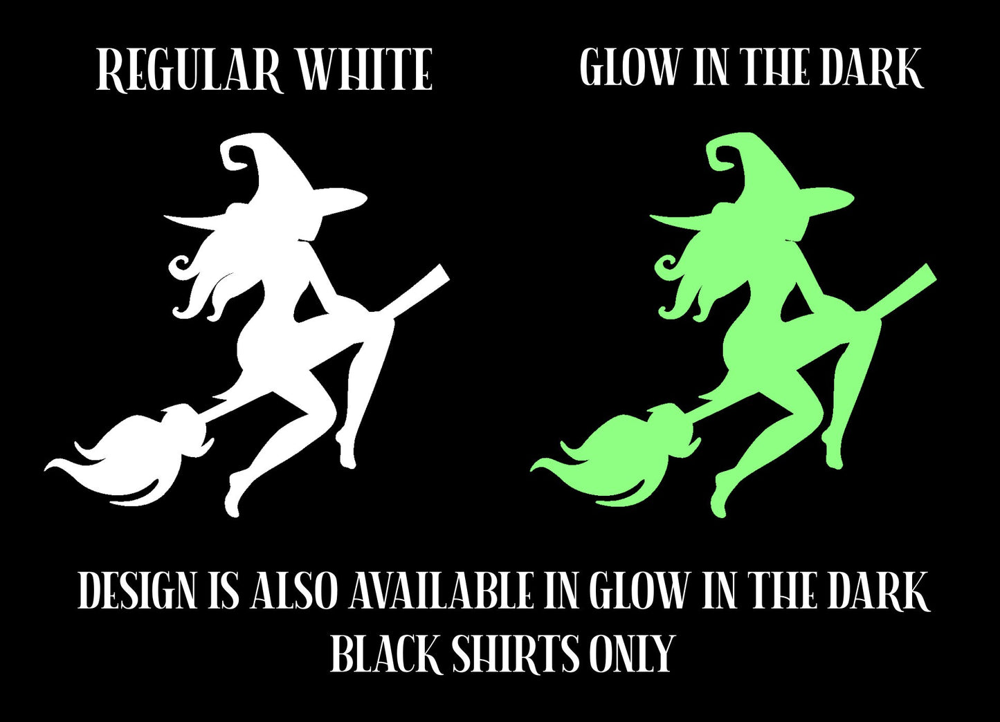 Witch On Broom T-Shirt • Unisex Gift • Graphic Shirt • Halloween Shirt • Casual Shirt • Halloween • Glow In The Dark