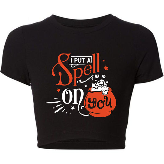 "I Put A Spell On You" Fitted Short Sleeve Crop Top