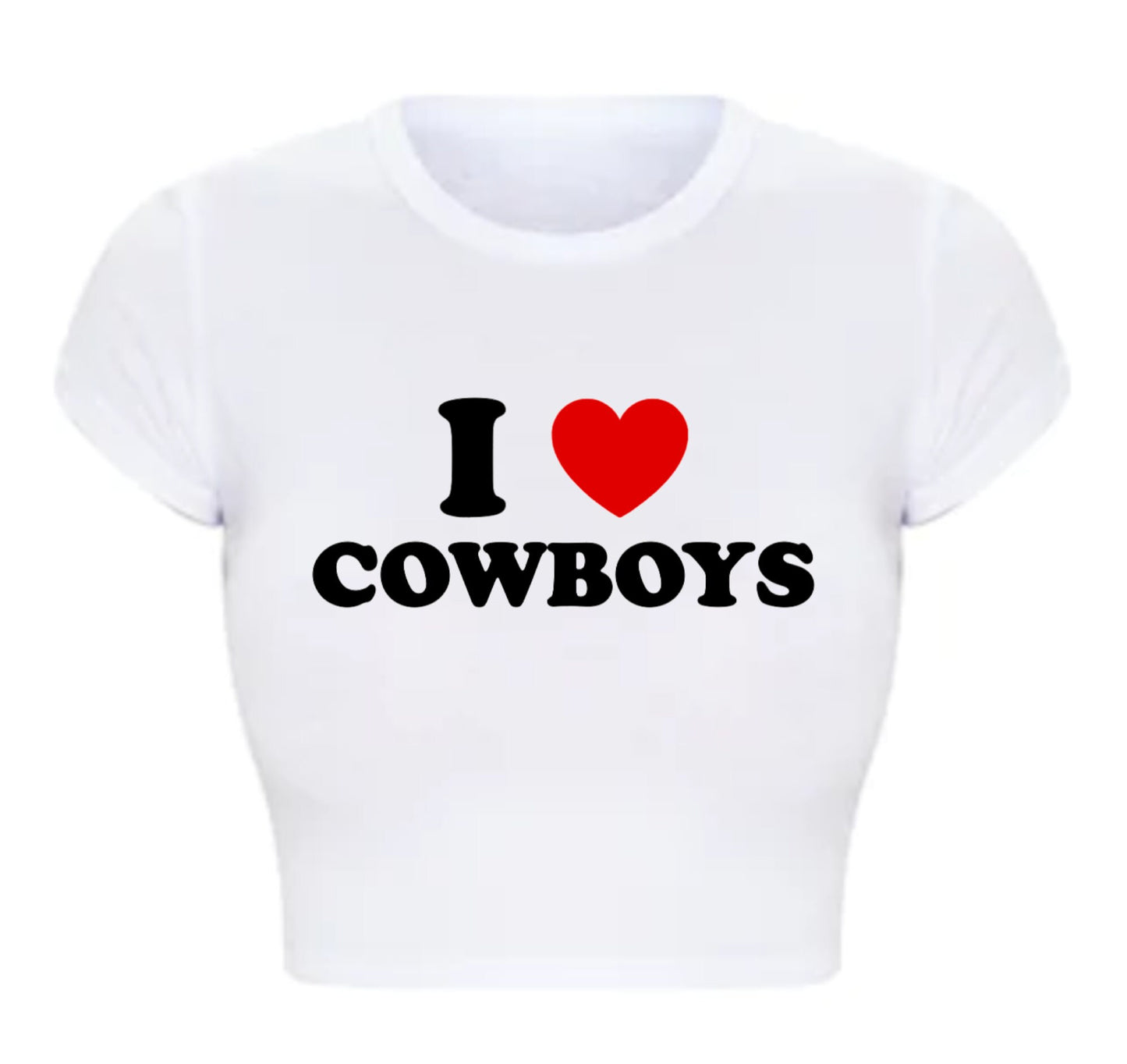 I Heart Cowboys Fitted Short Sleeve Crop Top