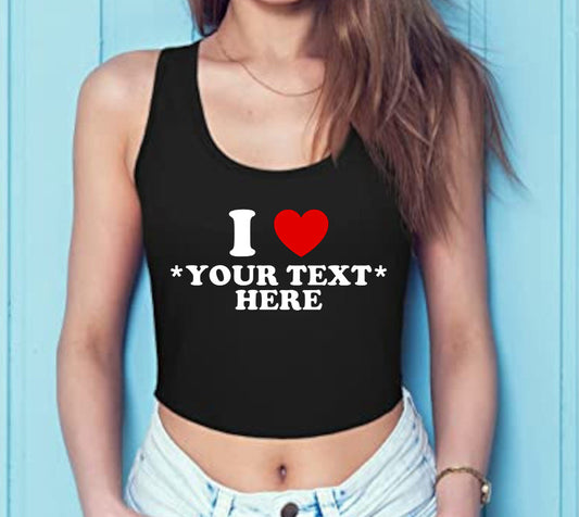 Create Your Own Customized "I Heart" Cropped Racerback Tank Top