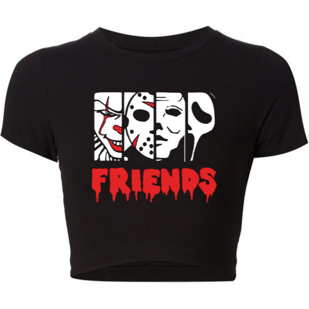 Halloween Horror Friends Collection Fitted Short Sleeve Crop Top