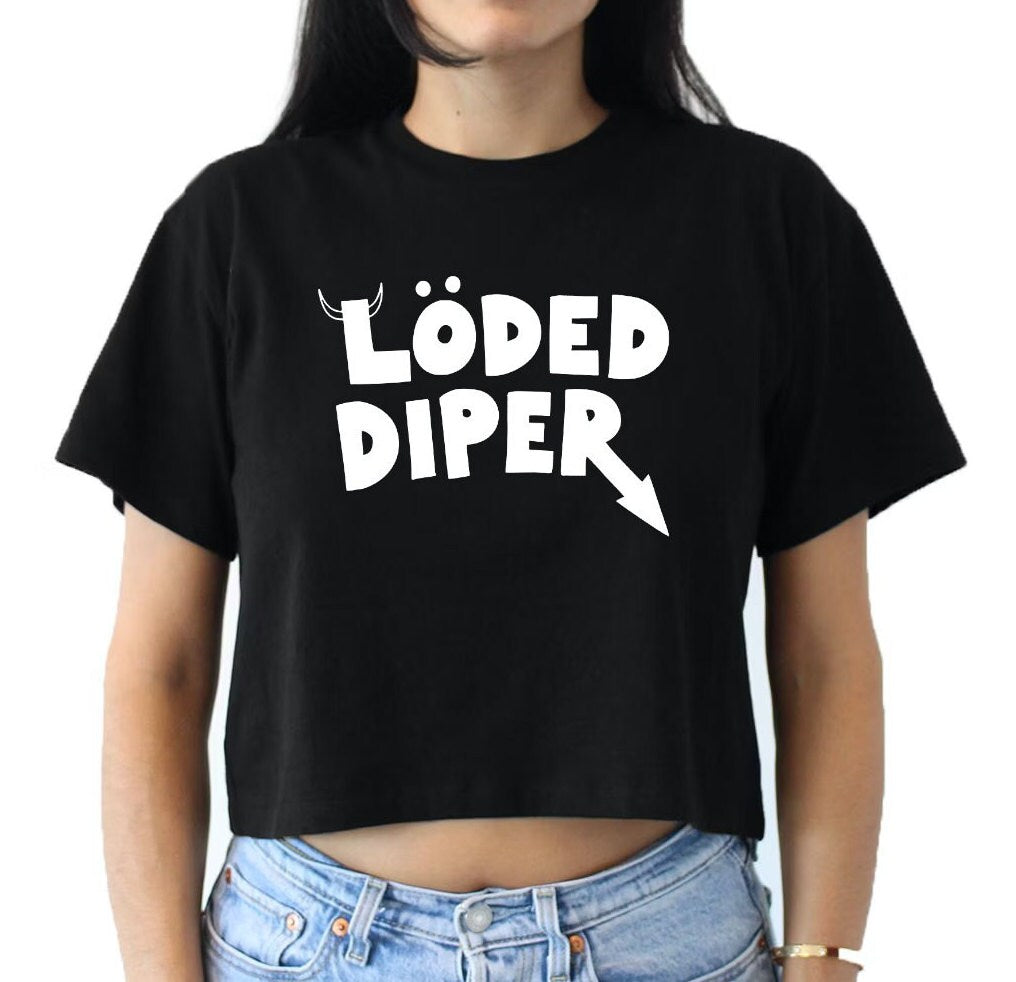 Graphic Flowy Crop Top • Women's Trendy Gift • Soft And Lightweight • Loded Diper • Y2K Outfit