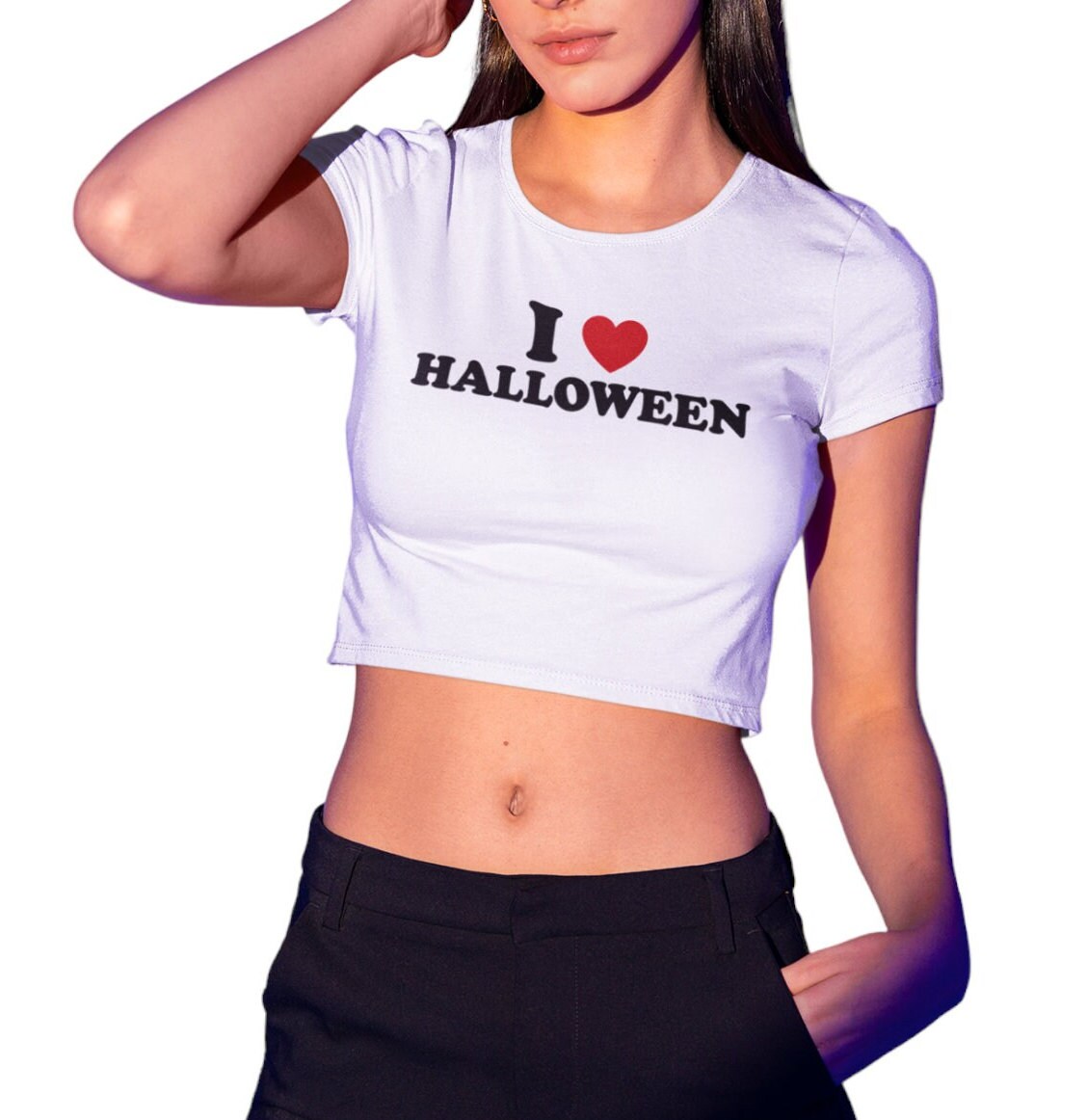 I Heart Halloween Fitted Short Sleeve Crop Top