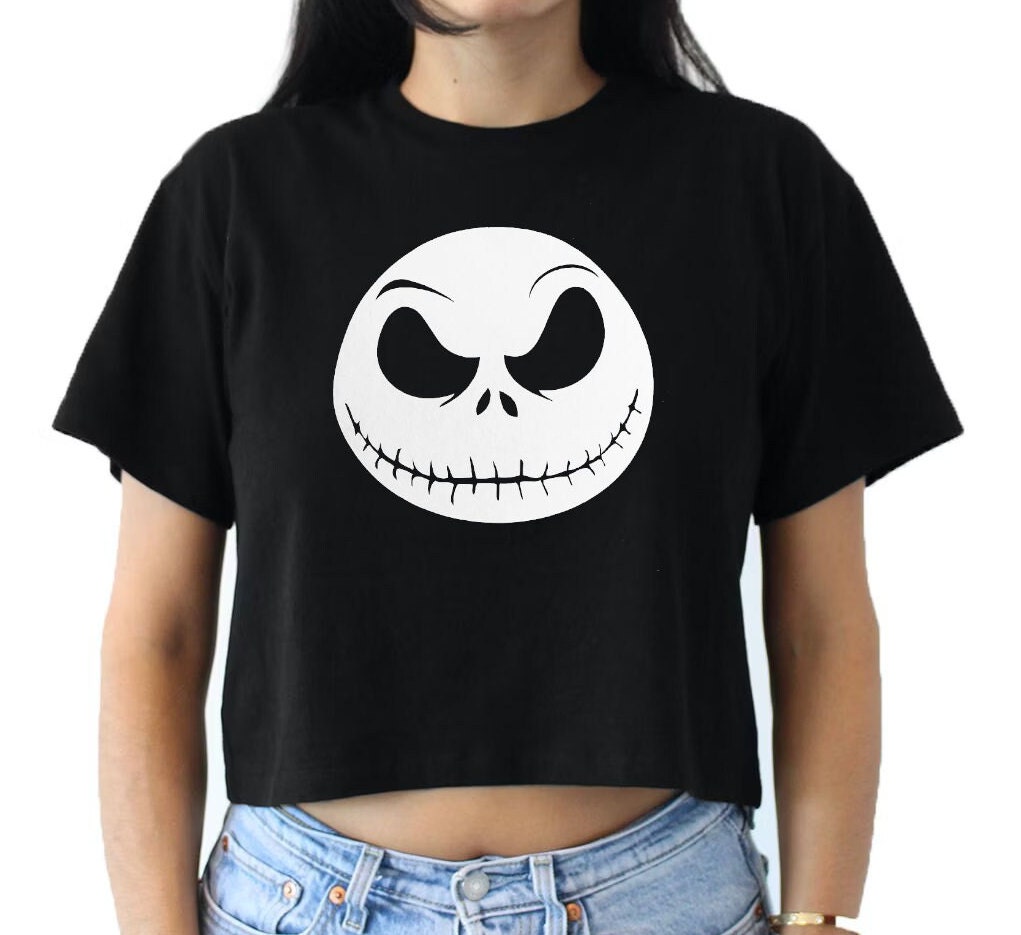 Halloween Flowy Croptop • Womans Trendy Gift • Graphic Printed Shirt • Jack Face • Soft And Lightweight • Holiday Outfit