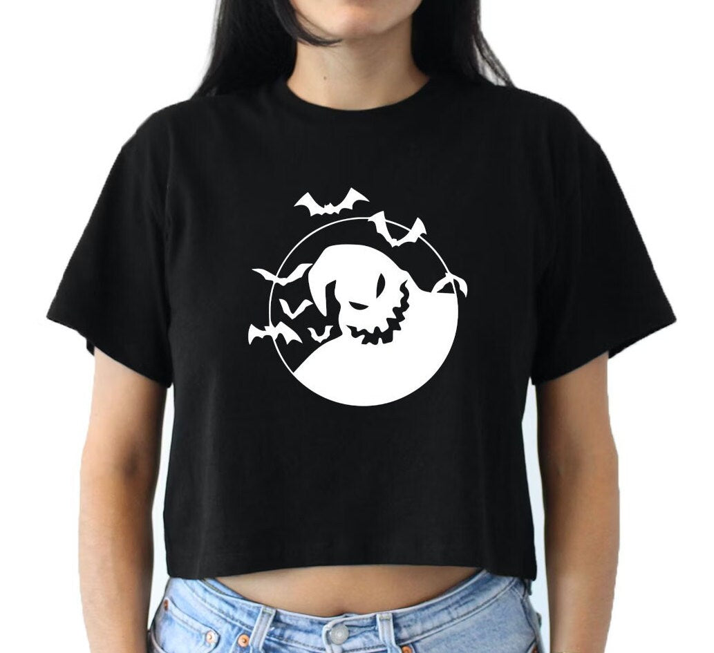 Halloween Flowy Croptop • Womans Trendy Gift • Graphic Printed Shirt • Oogie • Soft And Lightweight • Holiday Outfit