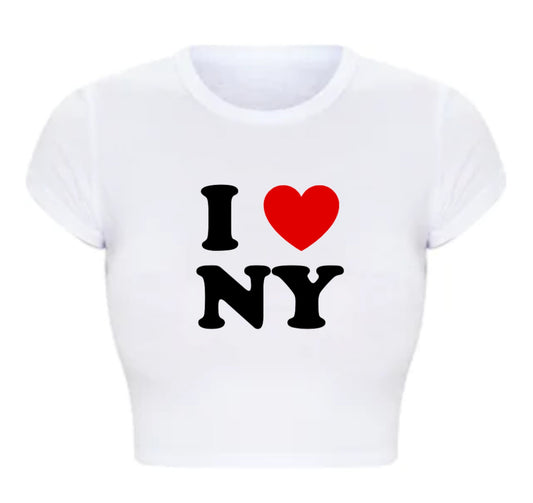 I Heart NY (New York) Fitted Short Sleeve Crop Top